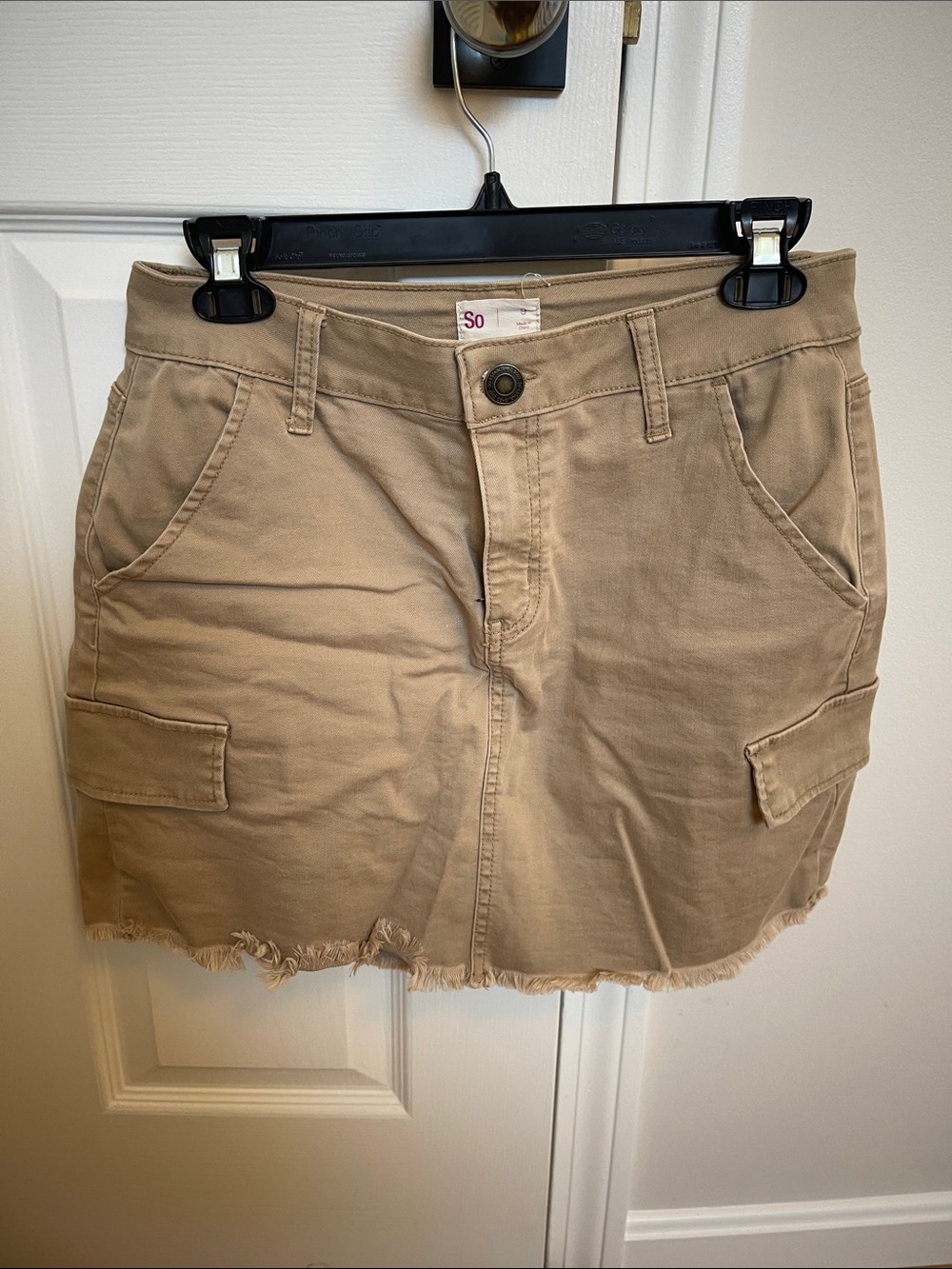 SO Khaki Cargo Denim Mini Skirt